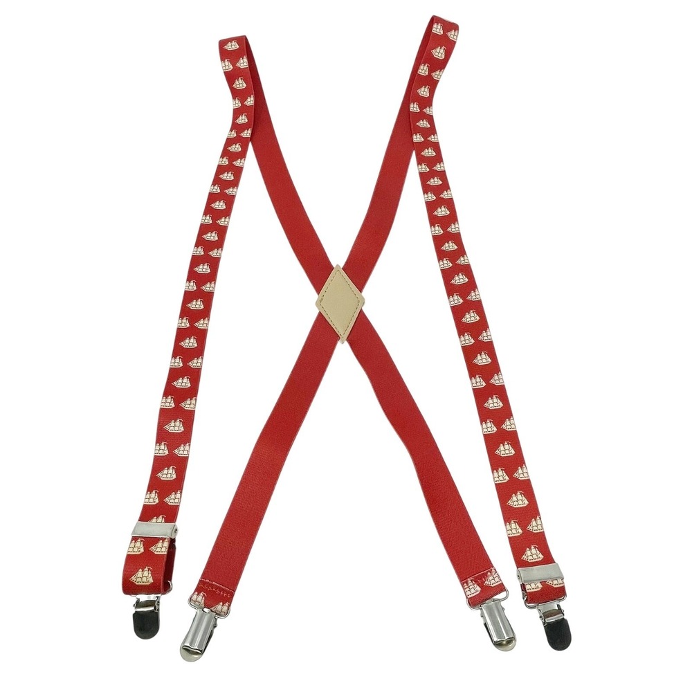 Vintage Old Spice Men's Suspenders Red Sailboats Promo Advertising Collectible